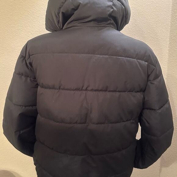 OLD NAVY Black Puffer Jacket. Attached Hood Elastic Waist Full Zip Size XS - Picture 3 of 13